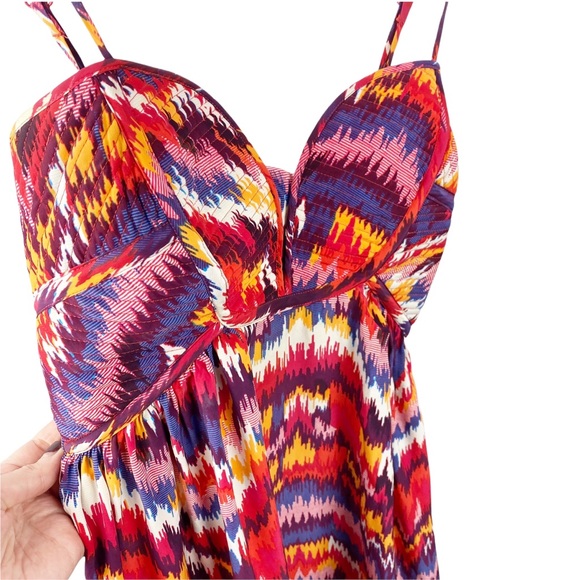 Parker Aztec Spaghetti Strap Silk Ikat Mini Dress Size Small - Picture 4 of 9
